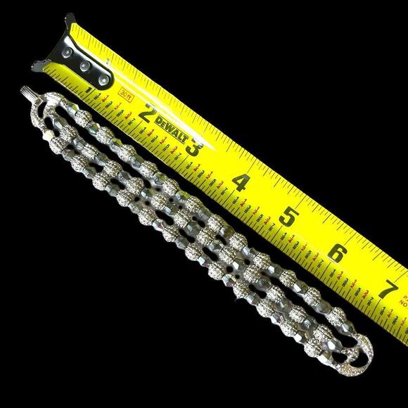 VTG 60s Crown Trifari Silver Tone Textured Metal Bead Choker Bracelet Boxed Set - Picture 10 of 14